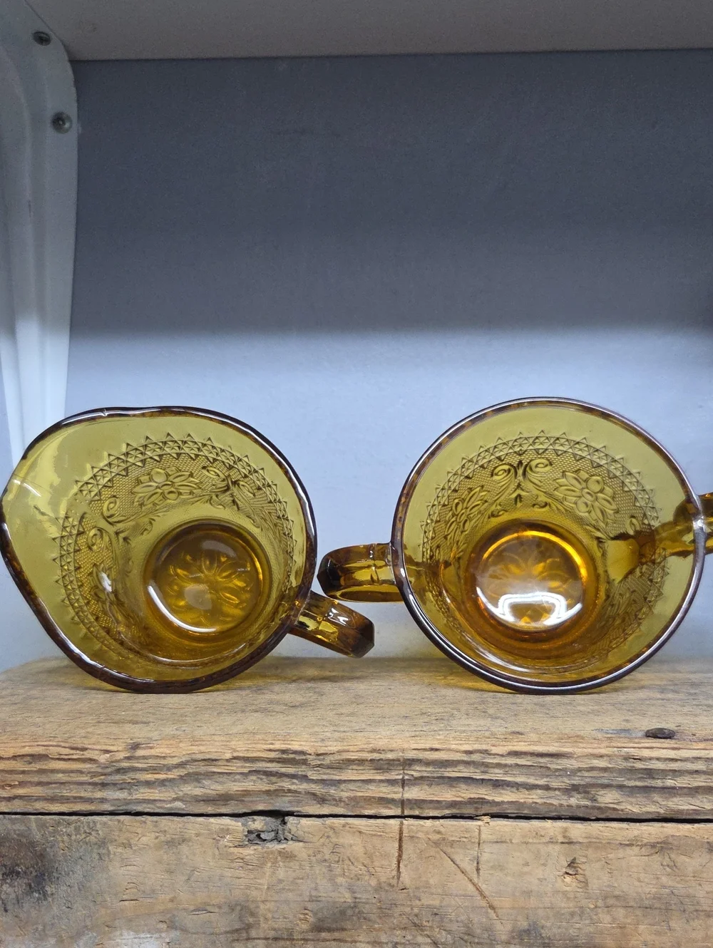 Vintage Indiana Glass Tiara Amber Glass Creamer and Sugar Set
